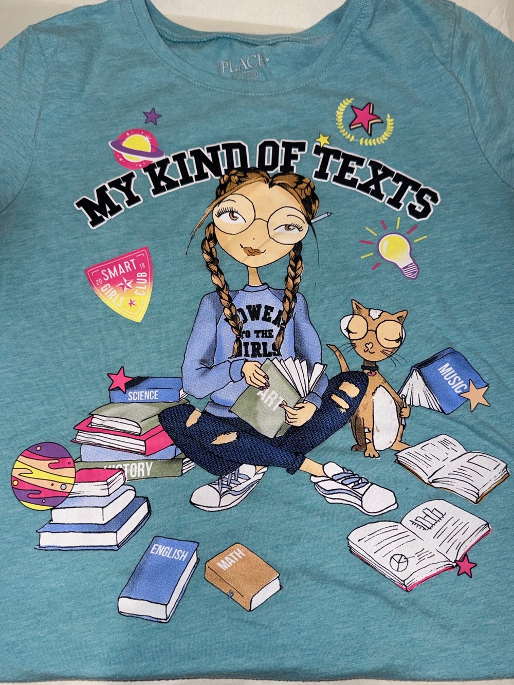 The Children’s Place Teal 'My Kind of Texts' Graphic Tee
Size L (10-12). NWOT